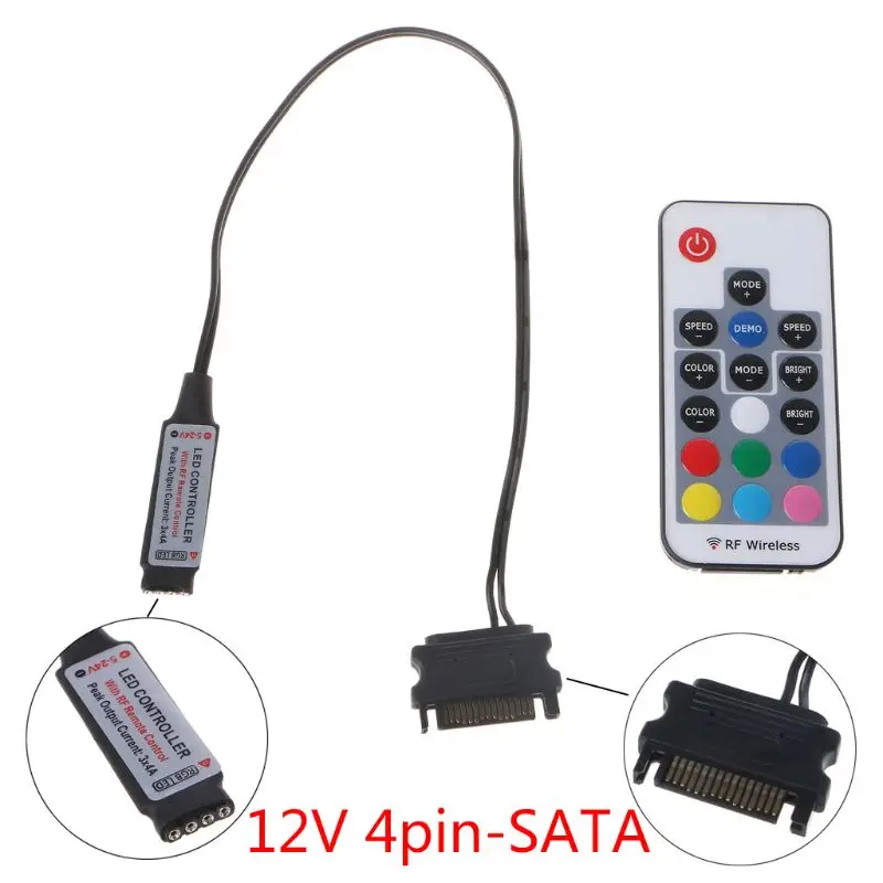 RGB Controller RF Wireless Remote Control for Case LED Light 3Pin 5V or 4Pin 12V RGB for AURA SYNC Power Supply