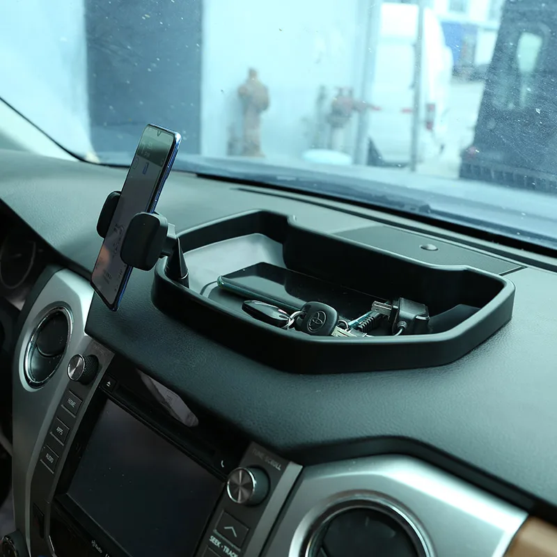 For Toyota Tundra 2014-2020 ABS Black Central Control Dashboard Phone Holder Storage Box Phone Holder Tray Car Accessories