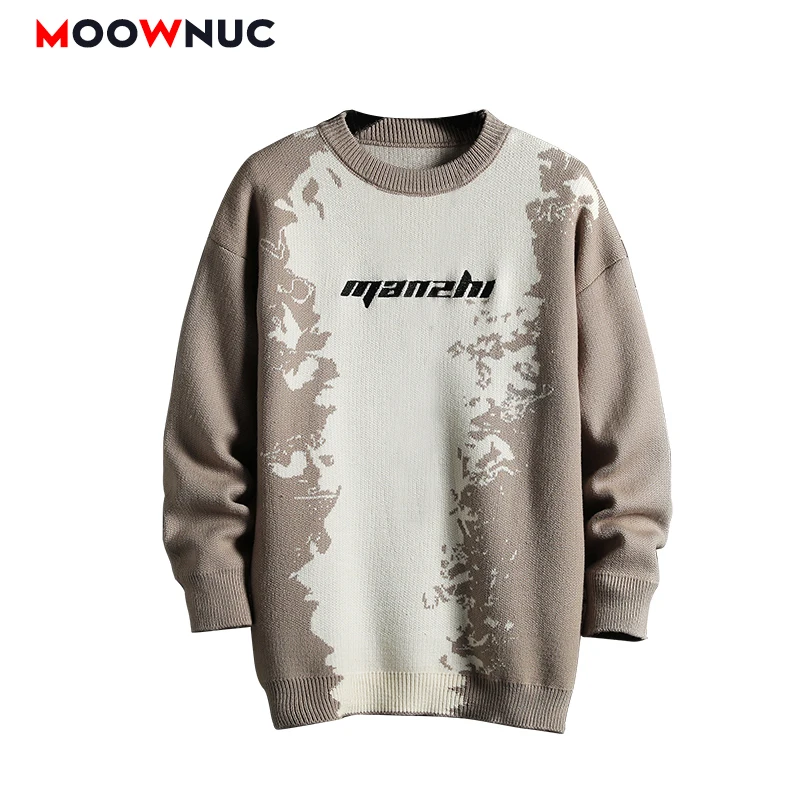 

Autumn Men's Fashion Sweaters 6XL 7XL Casual Coat Pullover Printed Long Sleeves Spring Winter Thick Slim Warm Male Brand MOOWNUC