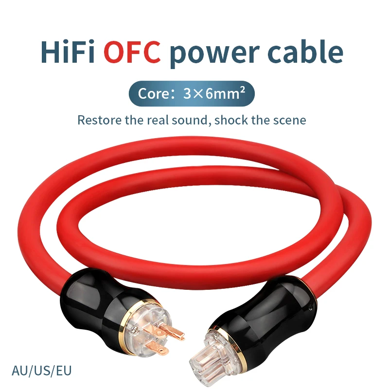 HiFi Audio Copper Conductor Gold Palted Power Cord CD Amplifier Amp EU/US/AU Power Plug Cable HIFI AC Mains Power Cable