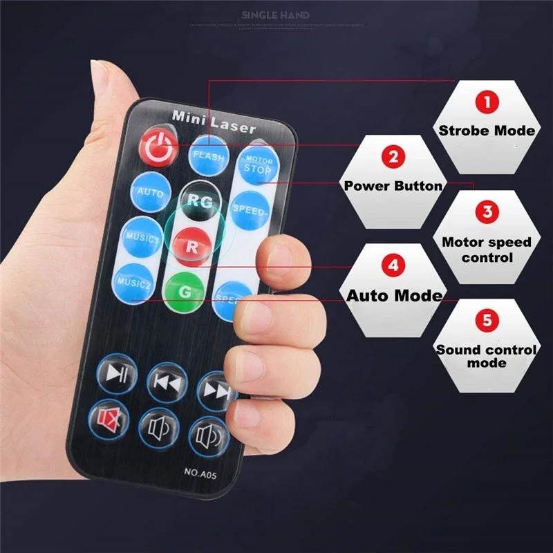 Portable Remote Control LED Stage Light DJ Disco Light Projector Laser Lights Sound Activated Flash For Christmas Party Wedding