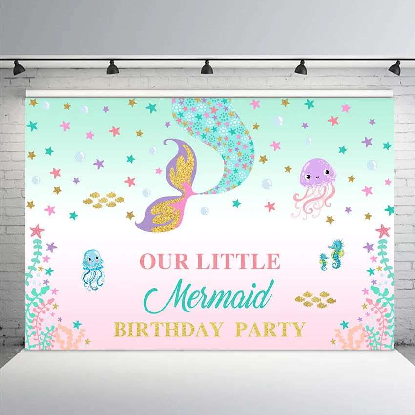 

Mehofoto Little Mermaid Photography Backdrops Photophone Celebration Birthday Party Photo Background for Photo Studio Underwater