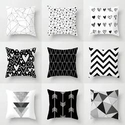 Black and White Geometric Pillow Case Cover Striped Dots Geometric Decorative Pillowcases Geometric Throw Pillow Case Pillowcase