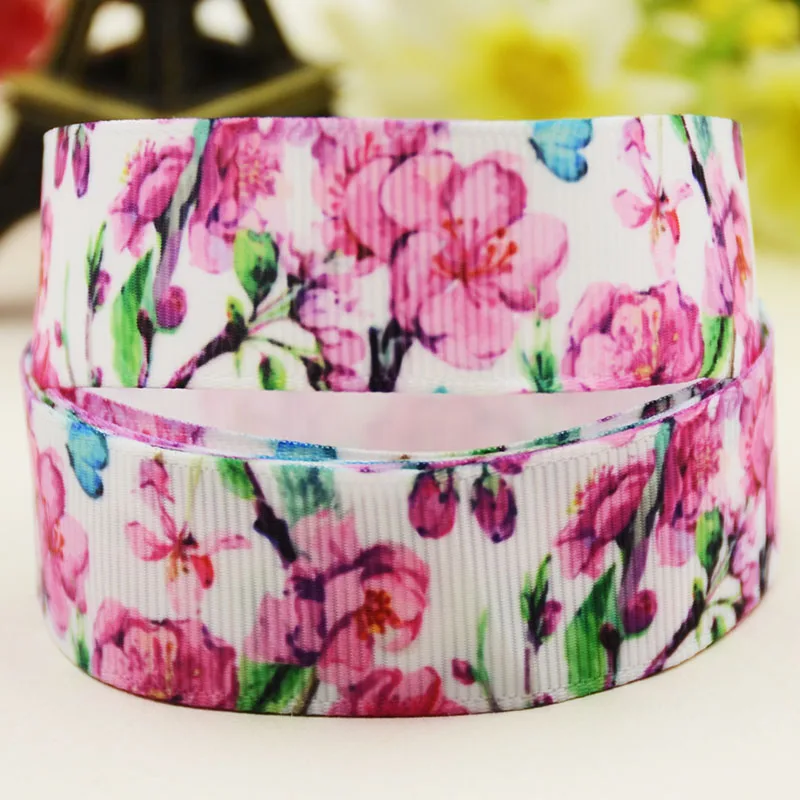 22mm 25mm 38mm 75mm Flower cartoon printed Grosgrain Ribbon party decoration 10 Yards X-04772