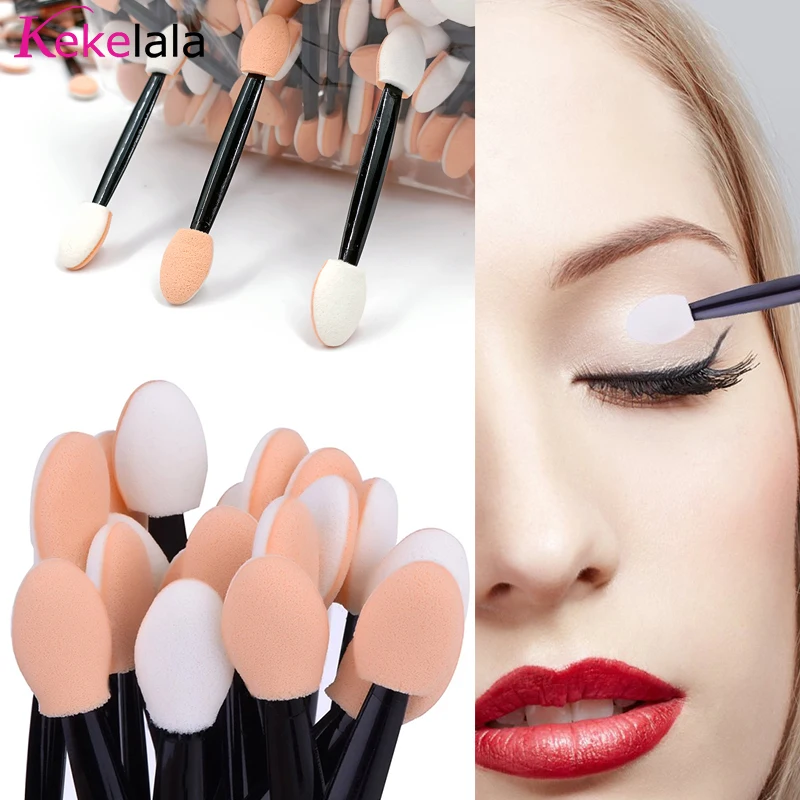 100Pcs/ Bag Small Portable Eyeshadow Applicators In Bulk Double Sponge Eye Shadow Brush Makeup Mini Tools Wholesale