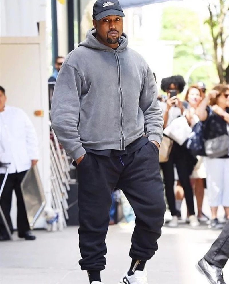 Heavy Fabric Solid Color Kanye West Season Zip Hoodie Men Women