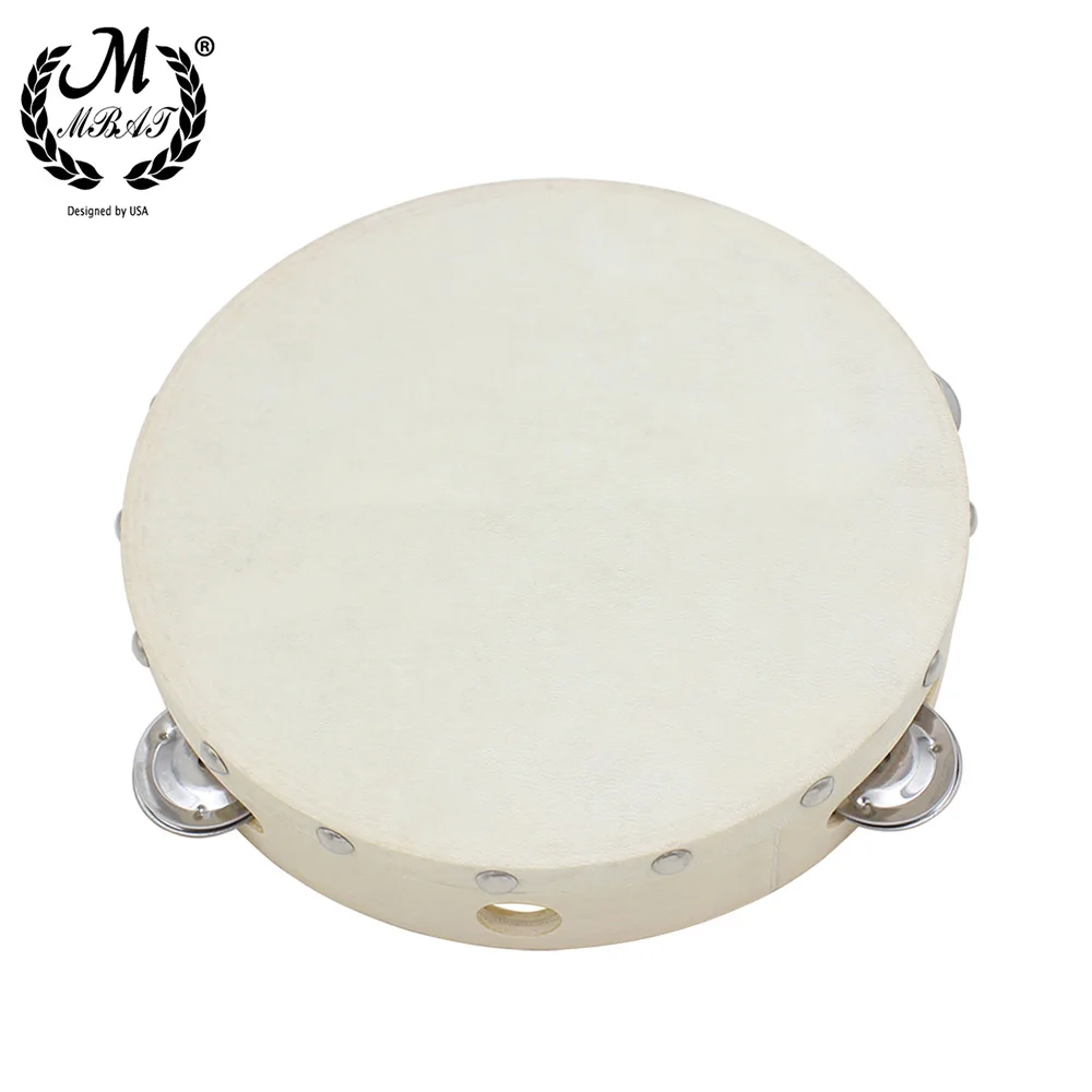 M MBAT High Quality 8inch Tambourine Drum Toys for Children Kids Educational Musical Instruments Wooden Tambourine Percussion