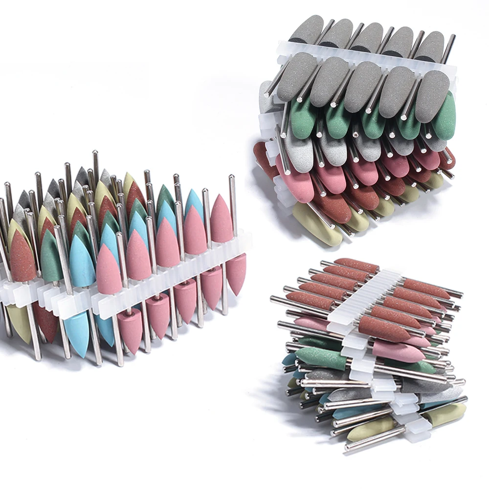 

10PC Rubber Silicone Nail Drill Bits Buffer Rotary Burr Electric Milling Cutter for Manicure Bit Accessories Foot Polishing Tool