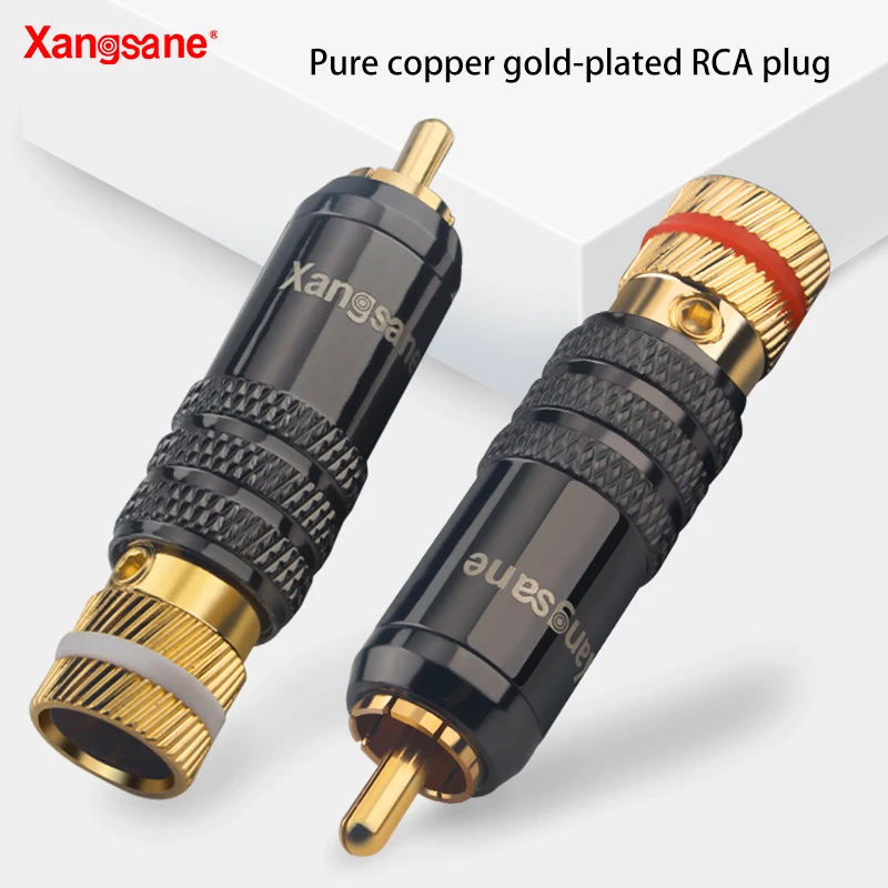 Xangsane 4 sztuk czysta miedziane złote samoblokujący RCA lotus HiFi audio kabel sygnałowy złącze gorączka audio DIY akcesoria