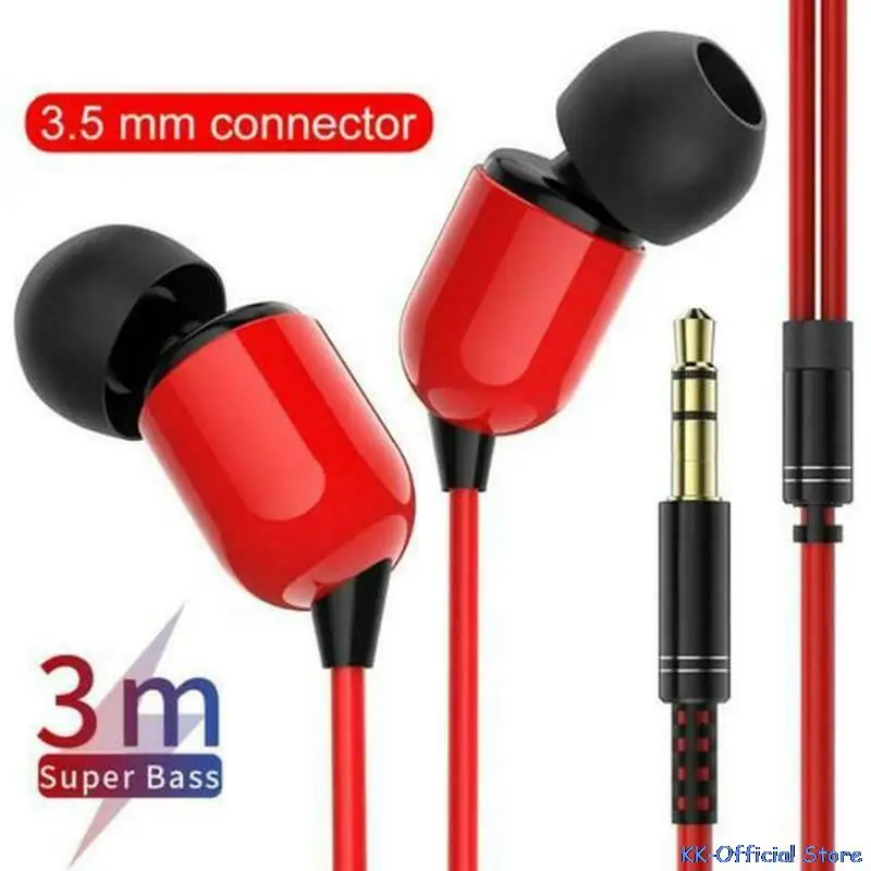 3 Meter Wired Long Line Super Bass Headset 3.5mm In-ear Earphone Computer Game Stereo Earphone For PC/Phone/MP3