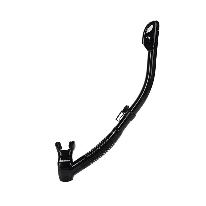 Cressi Omega Dry Snorkel Adult Diving Snorkeling Breath Tube with Splash Guard and Top Valve