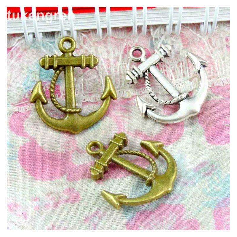 

50pcs Anchors Charms DIY Jewelry Making Pendant Fit Bracelets Necklaces Handmade Crafts Antique Silver Plated Bronze Charm