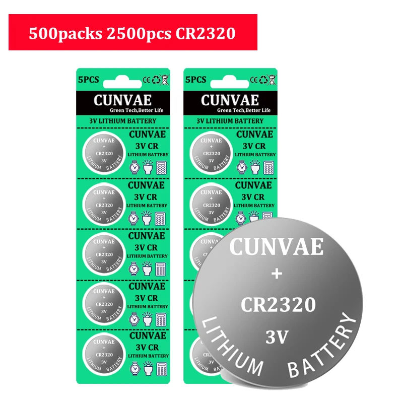 

2500pcs 3V CR2320 CR 2320 BR2320 DL2320 ECR2320 Watch Clock Batteries Button Coins Cell Calculator watch toys Lithium Battery