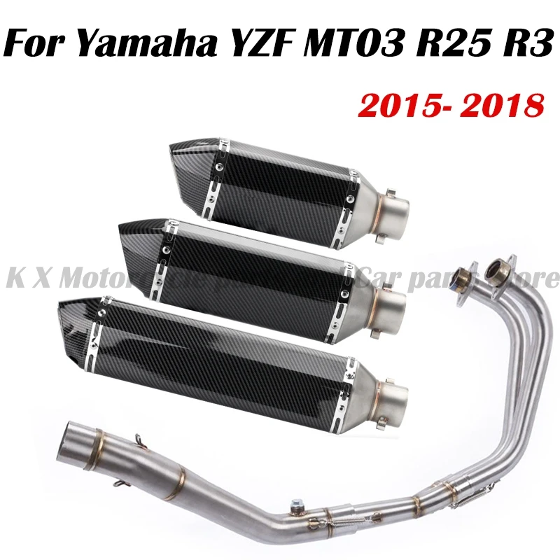 

For 2015-2018 Yamaha YZF R25 R3 MT03 Motorcycle Exhaust Tailpipe Front Pipe Muffler Middle Link Connect Pipe Stainless Steel