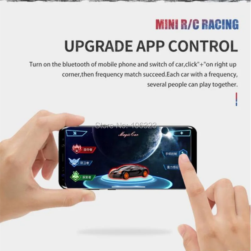 1:58 Mini R/C Racing Car,Mobile Phone Bluetooth APP Control Driftting 2.4GHZ High Speed Race Portable Powerful Motor Driving Toy