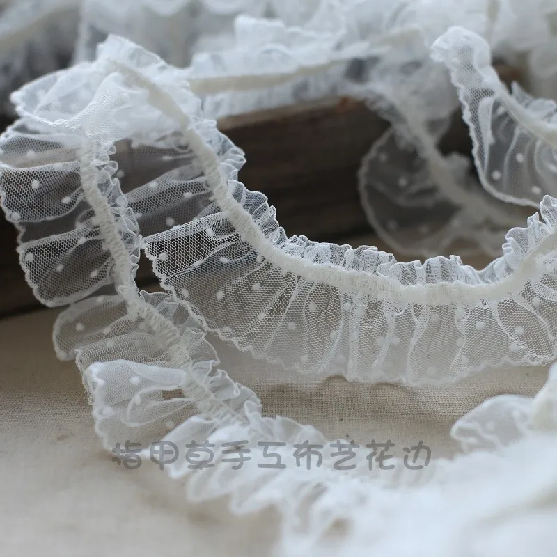 1M 5CM Wide Elastic Stretch Flocking Wave Point Dot Lace Trims Applique Sewing Guipure Craft Supplies Laces Flowers Dentelle