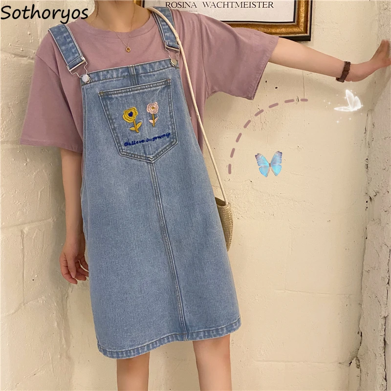 Sleeveless Dress Women Popular 4XL Denim Vintage Loose Casual All-match Summer New Chic Harajuku Students Fashion Dresses