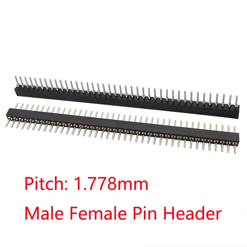 2Pcs 1.778mm 1x40 단일 행 남성 여성 스트레이트 분리형 핀 헤더 커넥터 스트립 1.778 1*40P 라운드 Pinheader