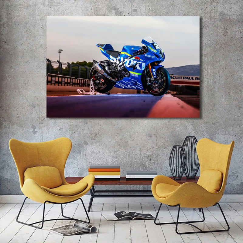 Modern Art Posters and Prints Sport Bike Suzuki GSX-R1000R Blue Motorcycle Wall Picture Canvas Painting Living Room Decor