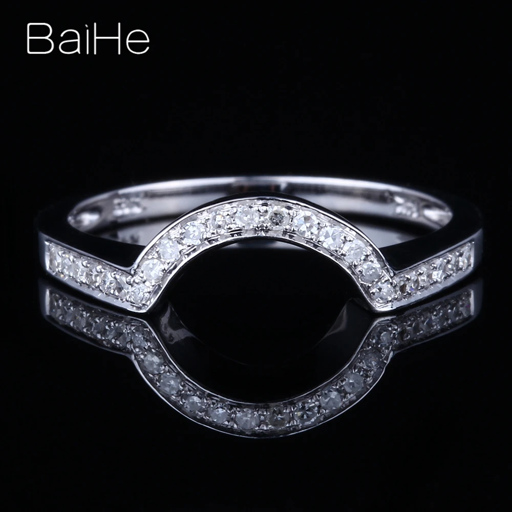 BAIHE Solid 14K White Gold H/SI Natural Diamond rings for women men Engagement Wedding Trendy Fine Jewelry anillos кольца кольцo