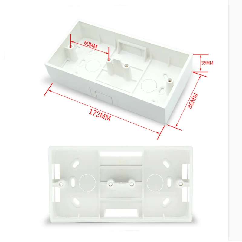 Caja de instalación de luz, Base de enchufe de interruptor de pared modelo L86 L173 L258 L344, cajas inferiores de unión de montaje en superficie,