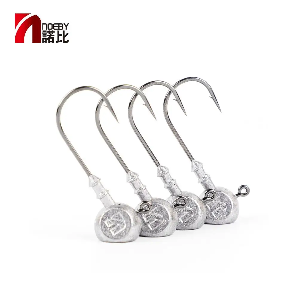 NOEBY Lead Jig Head Fishing Hook 7g 10g 4PCS Saltwater Freshwater Soft Plastic Lure Jig Head Hook