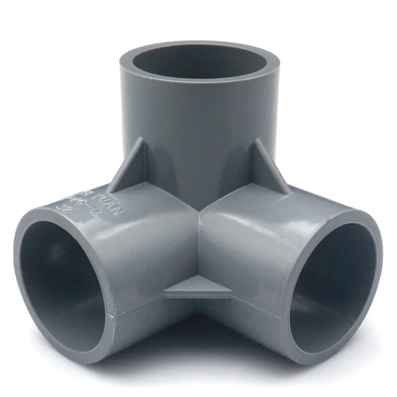 Solid Gray PVC Pipe Fittings DIY Straight Elbow Equal Tee Connectors Plastic Joint Tube Coupler Adapter 3/4/5/6 Ways