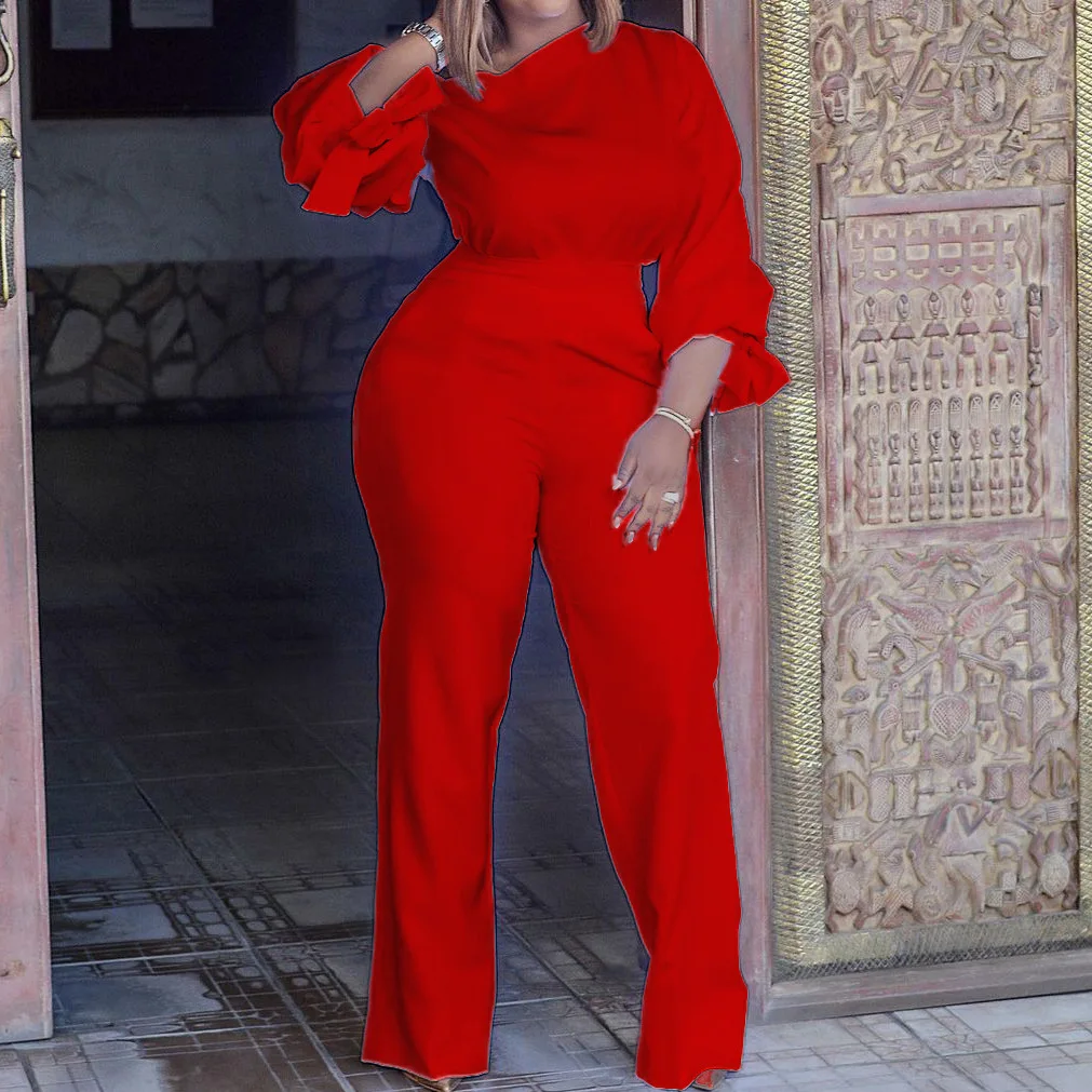 Elegante Frau Arbeit Overalls Solide Büro Dame Modest Romper Overalls Weiße Lange Hose Robe Casual High-taille Afrikanische Kleidung