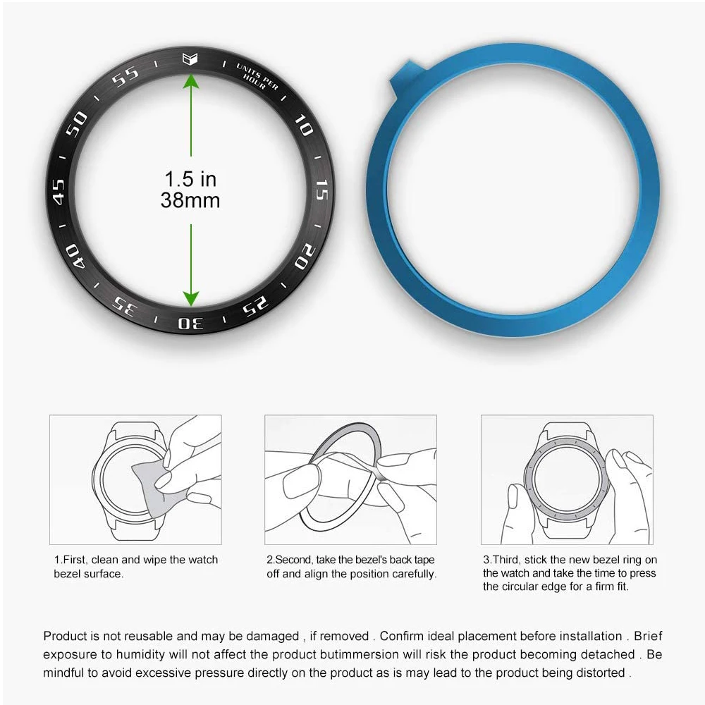 YAYUU anillo de bisel para Samsung Galaxy Watch 3, Protector de cubierta de anillo de bisel ostentoso de cristal, accesorio de 41mm y 45mm