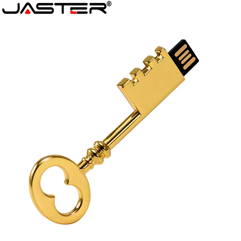JASTER creativo llave dorada USB 2,0 unidad Flash USB pendrive 4GB 8GB 16GB 32GB 64GB memoria Stick regalos