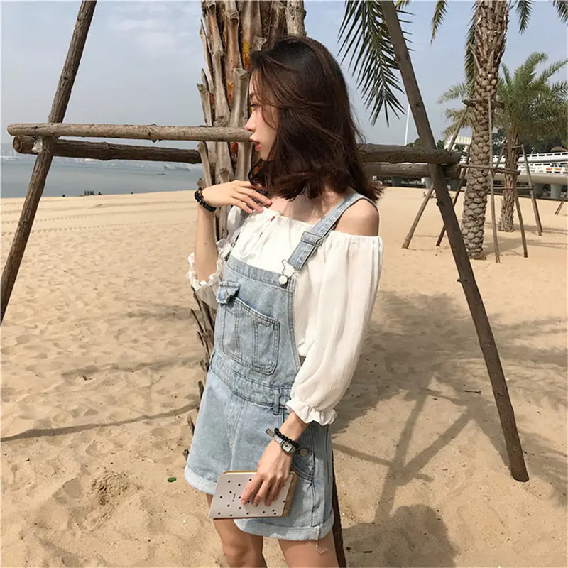 Women Stylish Overalls Pockets Jean Summer Fashion Sexy High Waist Streetwear Women Denim Plus Size Ladies Light Washed Short