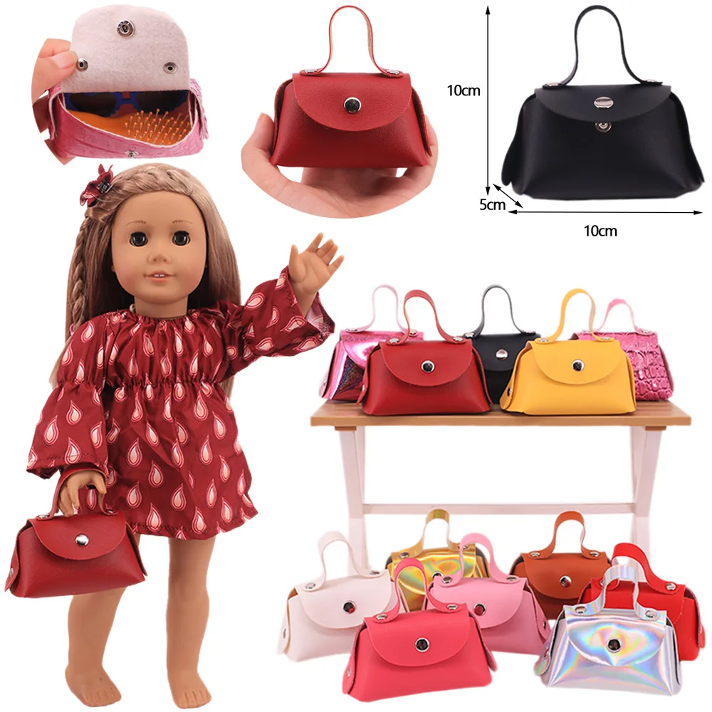 Doll Accessories Leather Handbag Shopping Bag For Girl's 18 Inch American Doll 43 Cm Reborn Baby Dolls Clothes Generation Gifts