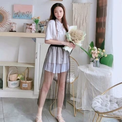 Autumn Winter Mesh High Waist Black Long Skirt Tulle Tutu Skirt Women See Through Sheer  A Line Vintage Long White Skirt