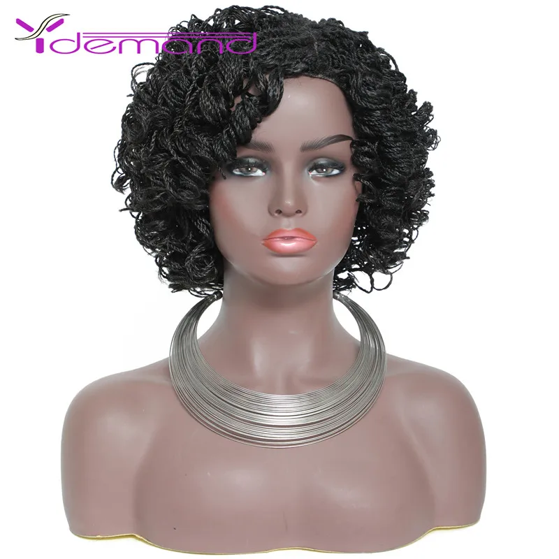 Y Demand Crochet Wigs Two Strands Of Hair Twist Curly Braided Synthetic Braiding Hair Wig BOBO Styles For Negro Women