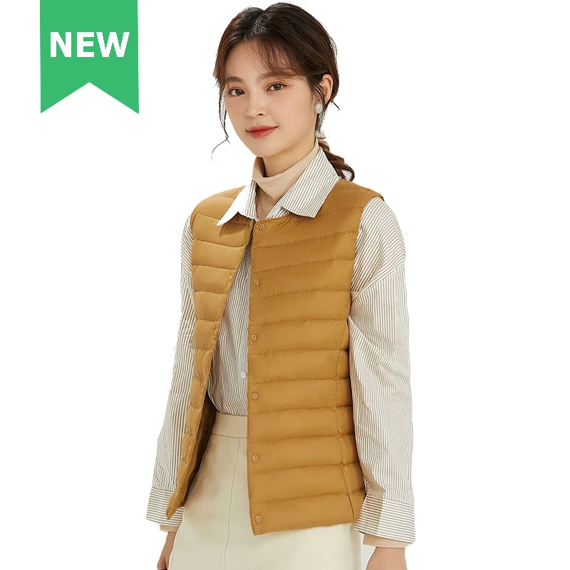 Spring Autumn Women Ultra Light 90% White Duck Down Vest Warm Winter Slim Waistcoat Under Parka Female Liner Portable Outwear