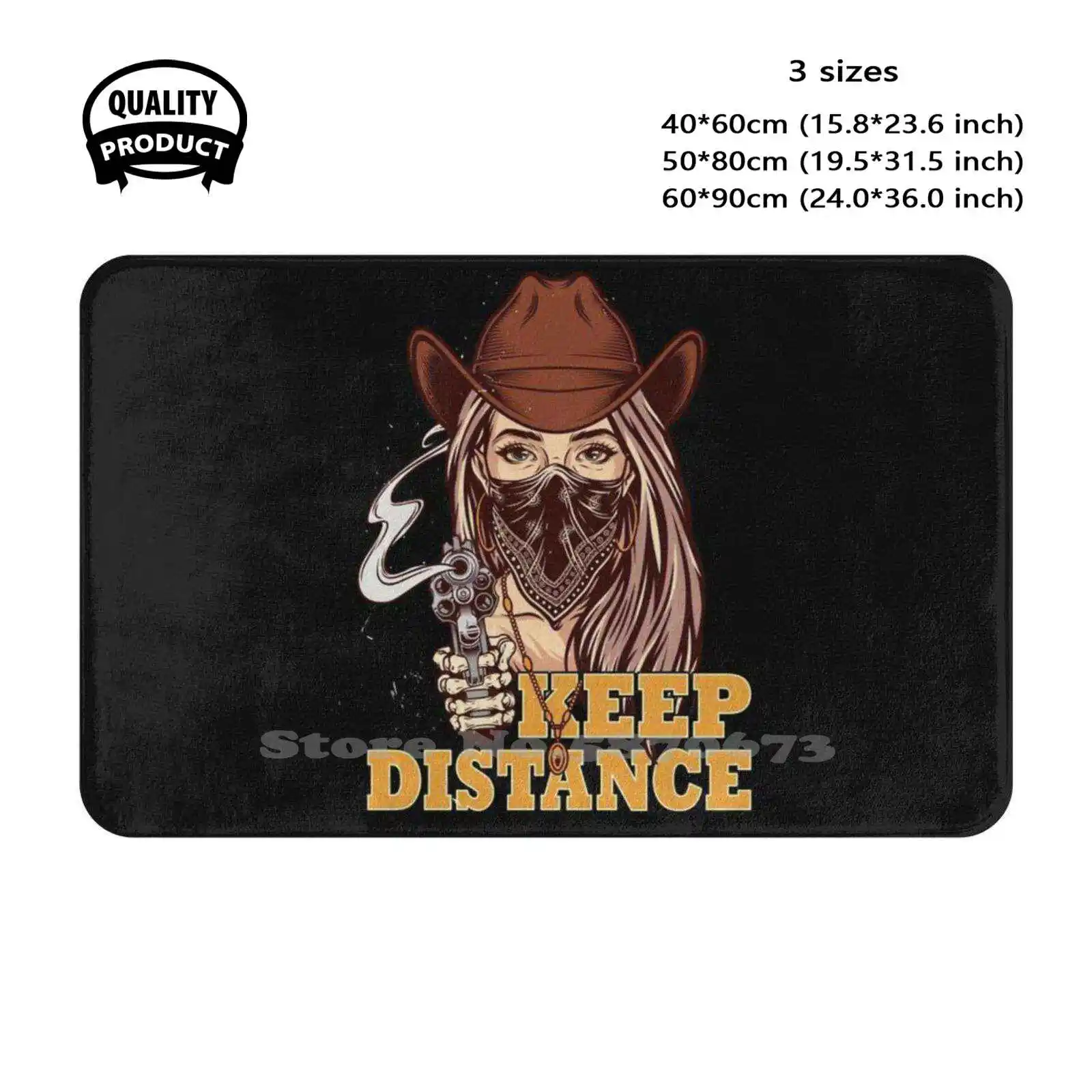 Social Distancing Keep Distance Coll Cowgirl Mask Soft Cushion Home Carpet Door Mat Car Rug Social Distance Spatial Distance