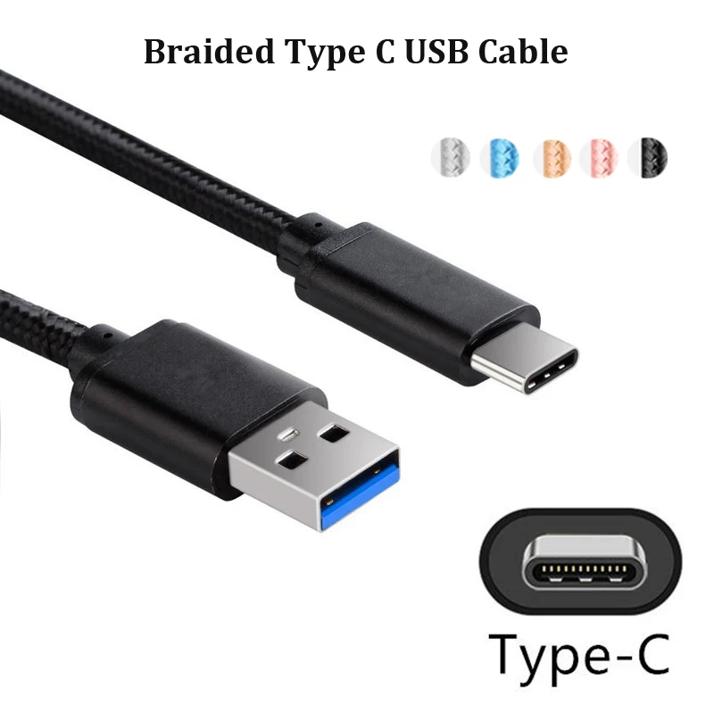 Braided Type C USB Cable For Samsung S10 S20 Plus Sony L3 L4 XZ3 XZ4 XZ5 Google Pixel 2XL 3 3a 4 XL OPPO 0.25m 1m 2m 3m Cable