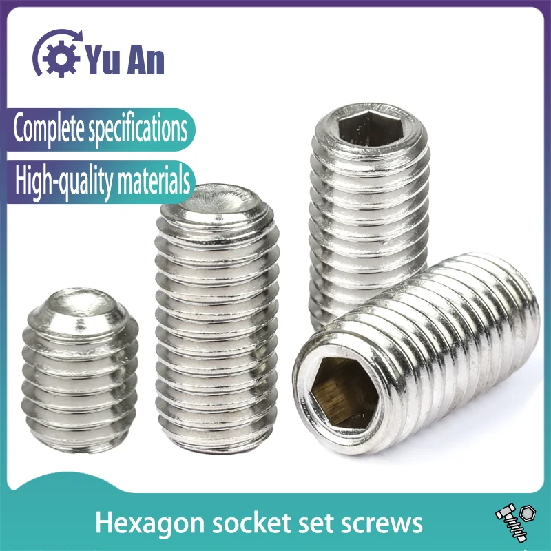 Hex Socket Set Screw Cup Point Stainless Steel M2 M3 M4 M5 M6 M8 M10 Headless Hexagon Socket Grub Screw DIN916