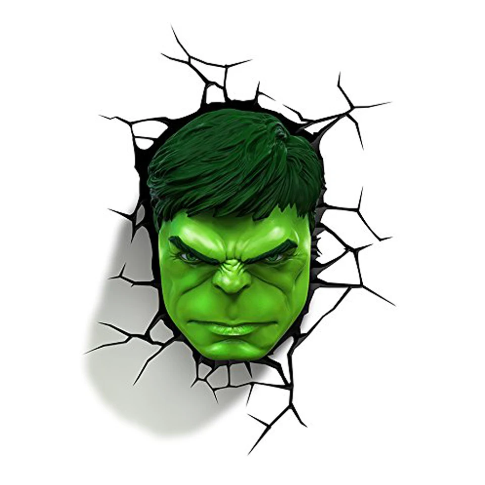 Imagem -03 - Acecorner-hulk Verde Mão Superhero 3d Led Lâmpada de Parede Adesivo Criativo Vingadores Suspensos Maravilha Luz Noturna para o Natal Presente Kid