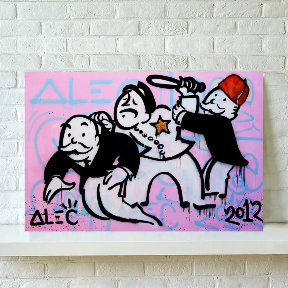 HD Print Alec Monopoly Oil Painting Home Decor Wall Art on Canvas MONOPOLY IN TROUBLE Canvas Printings Canvas Painting
