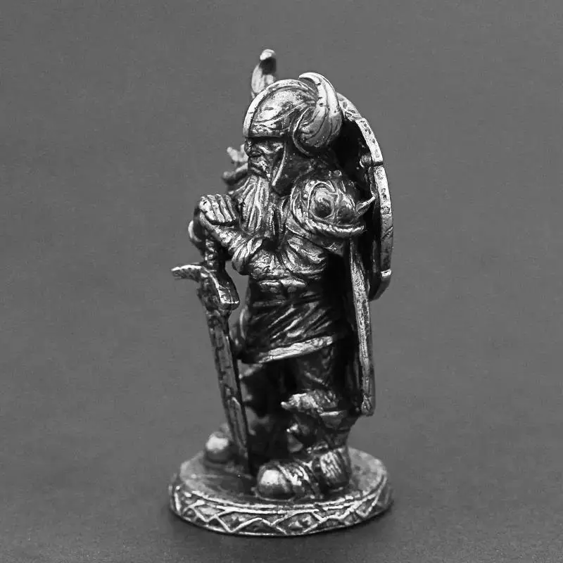 White Copper Viking Swordsman Figurines Miniatures Metal Brass Solider Model Desktop Ornament Craft Decoration Accessories Toy