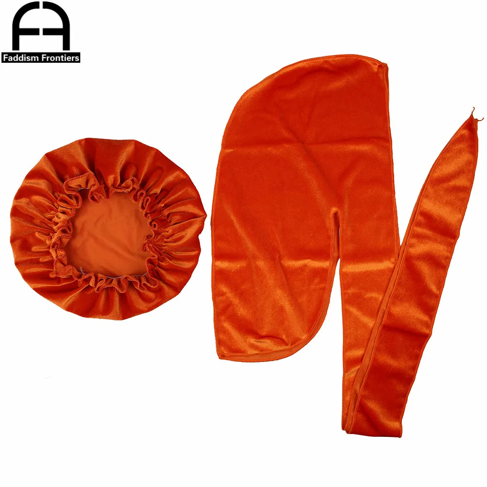 Unisex Men Velvet Durag Match Velvet Bonnet for Women Bandanas for Men Turban Hat Long Tail Do Durag Waves Cap