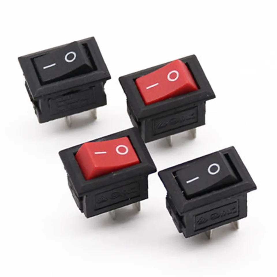 10PCS/LOT Red Switch 10*15mm SPST 2PIN ON/OFF Boat Rocker Switch 3A/250V Mini Switch KCD1-101