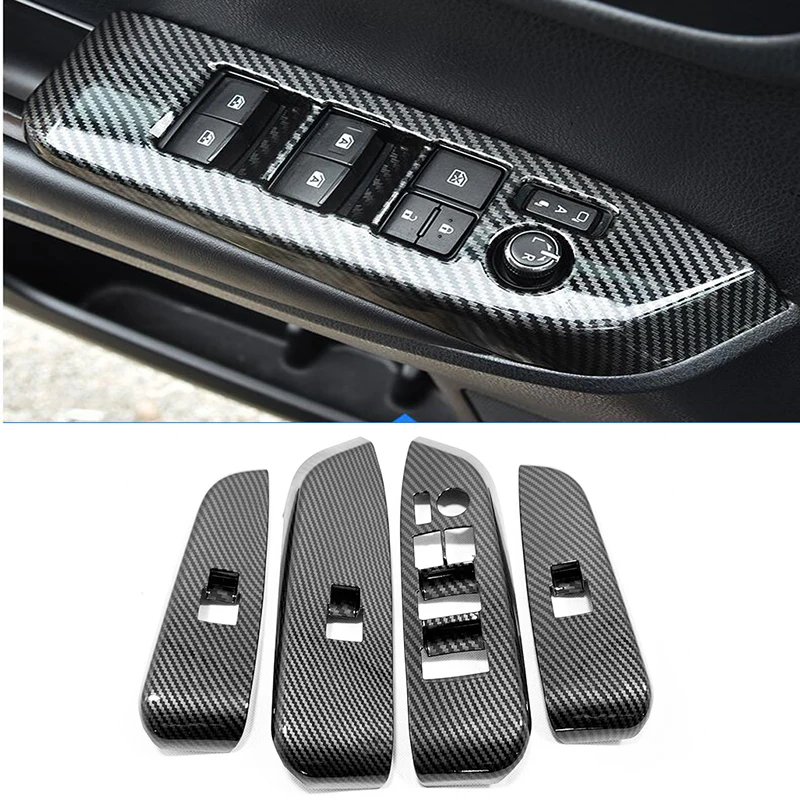 

For Toyota Highlander 2015-2020 Carbon fiber style Car Armrest Lift Inner Door Window Glass Switch Panel Cover Trim Frame 4pcs