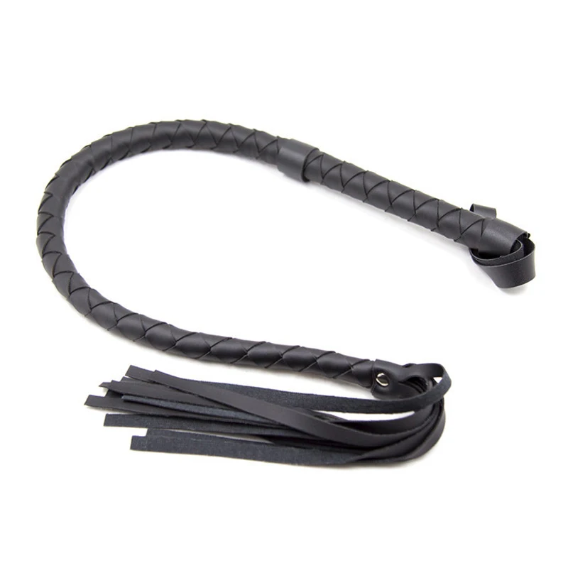 Black BDSM PU Leather Whip, BDSM, Spanking Flogger, Horse Tassel, Bondage Restrições, Brinquedos Sexuais para Mulheres, Casais, Jogos para Adultos