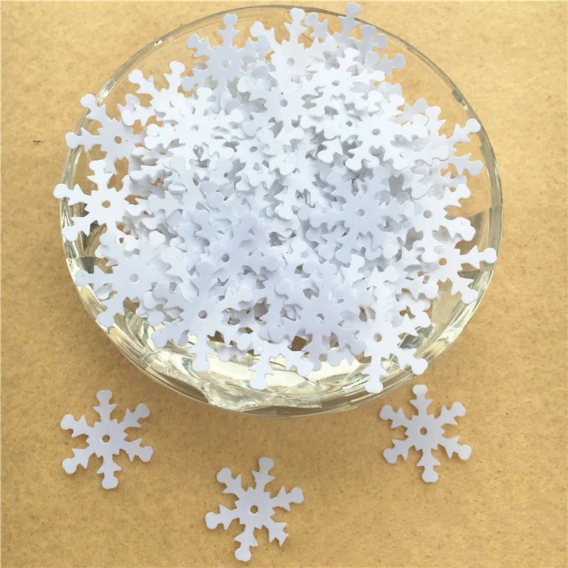 1000g/Lot White Snowflake Loose Sequins 8mm 10mm 15mm 19mm Paillettes Sewing Wedding Craft Accessories