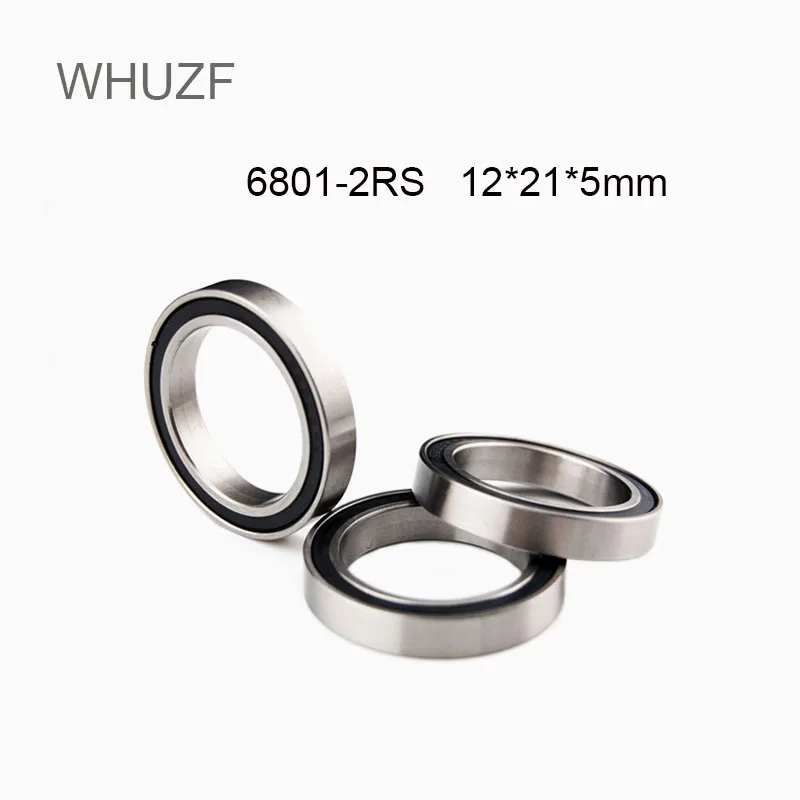 WHUZF Free Shipping 20/50/100pcs 6801 2RS Bearing 12*21*5 mm ABEC-1 Metric Thin Section 61801RS 6801 RS Ball Bearings 6801RS