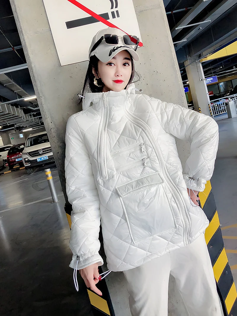 2024 Winter Glossy Bright Down Parka Womens Hooded Coat Zip Jacket Large Size Loose Winter Warm Thick Parka Female Jacket