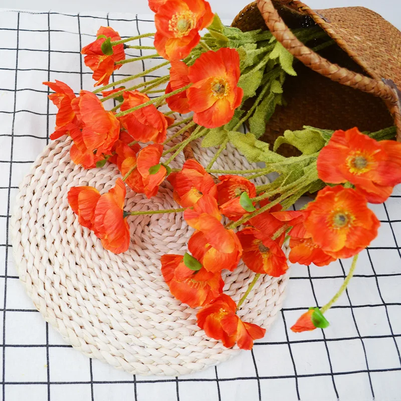 

10Pcs Fake 4 Heads Poppy Artificial Flowers Decoration Wedding Home Accessories Photography Props Flower Garland