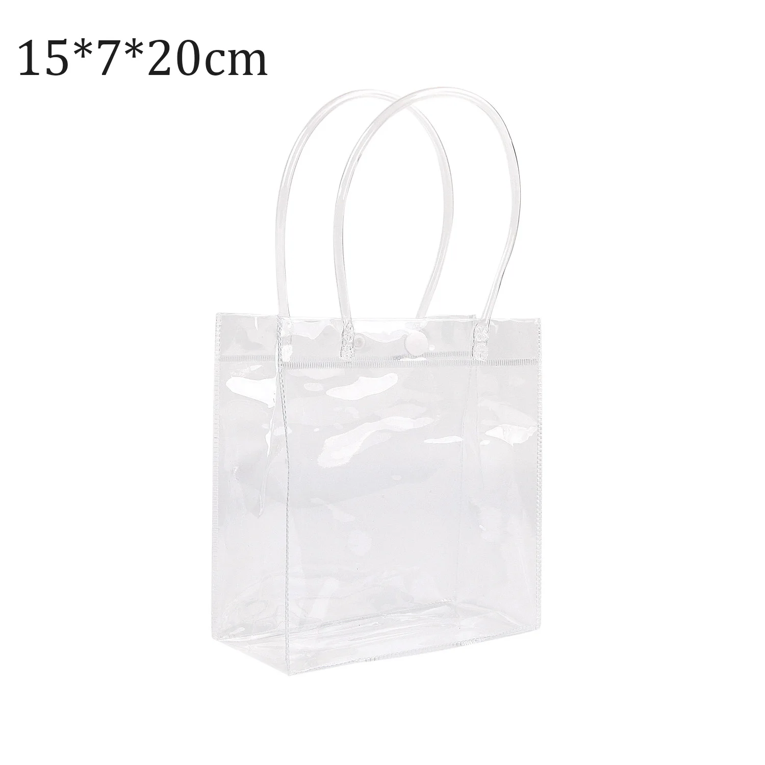 Multisize Transparent Soft PVC  Tote Bags Handbag Shopping Packaging Bags with Hand Loop Clear Plastic Handbag Cosmetic Bag